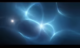 a series of circular abstract shapes against a black background