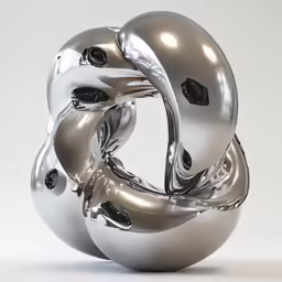the sculpture is made up of metal and features glass