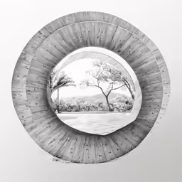 a mirror is in the middle of a wall