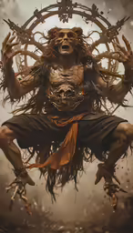 a man wearing an artistic mask is dancing