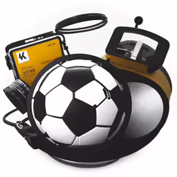 a soccer ball and some other equipment