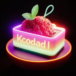 raspberries in a small, neon lit bowl that says koodd on the front and a green leaf on top
