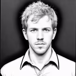 a man is posing for the camera, in black and white
