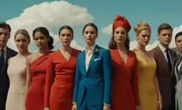 a group of people standing together in dresses