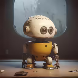 a robot is shown next to a window