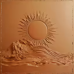 the sun is shining above a mountain with waves and waves