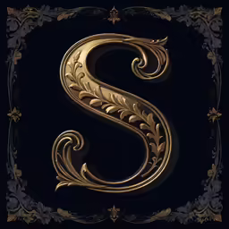 an elegant gold letter s on black