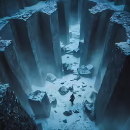 there is a person walking in the middle of the maze