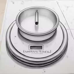 the drawing is of an empty bowl and plate