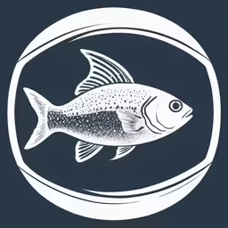 a fish in a circle with a black background