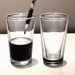 a glass has black liquid in it