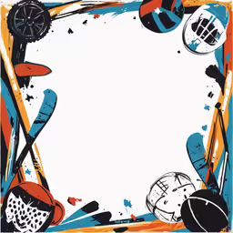 an abstract frame with sports items