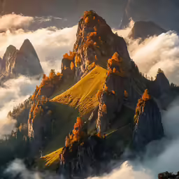 many different types of clouds in the sky over mountains