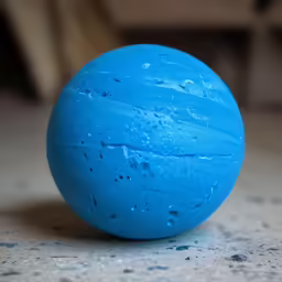 a blue object with some water on it