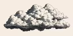 large cluster of white clouds floating up and down