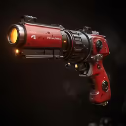the red gun is lit up and ready for the shot