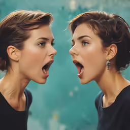 two women with their mouths open making funny faces