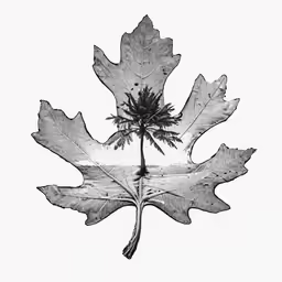 a leaf that is on top of a white surface