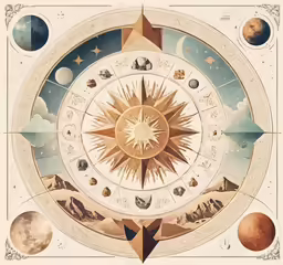 an old picture of a very large and detailed star