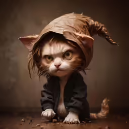a cat that is dressed up as a man