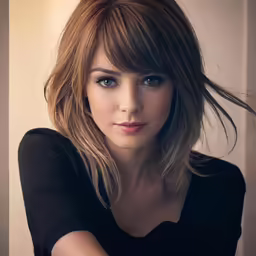 an attractive young woman in a black shirt