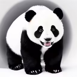 a small panda bear cub poses for a picture