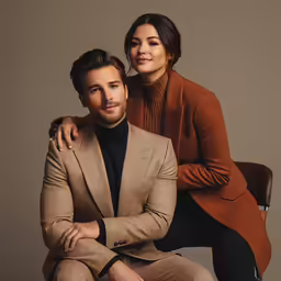 the couple are posing for this image together