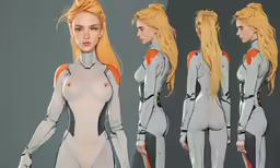 several different views of a woman in armor