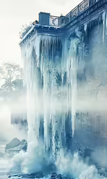some ice hanging from the side of a wall