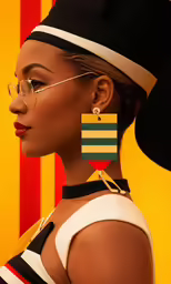 a woman wearing a hat and sunglasses and a striped scarf
