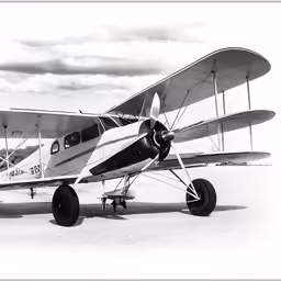 a black and white image of an old airplane