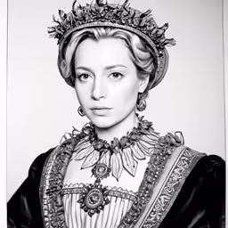 black and white photograph of a woman in period dress