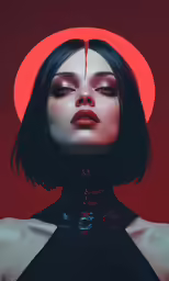 a woman with a choker in her head