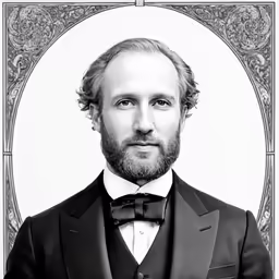 an american man with a beard and bow tie in a tuxedo