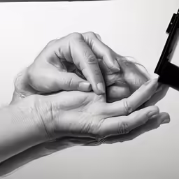 hands holding an electronic device in the palm