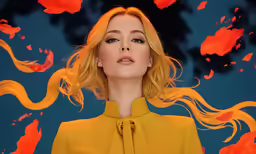 a woman with blonde hair looking into the distance