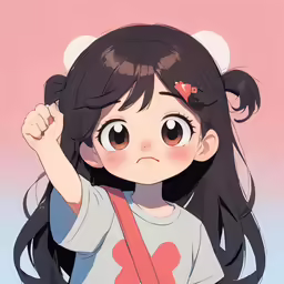 an anime character in white shirt holding up a pink bag