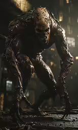 an alien creature walks around in the dark