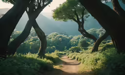 a dirt road with lots of trees on it