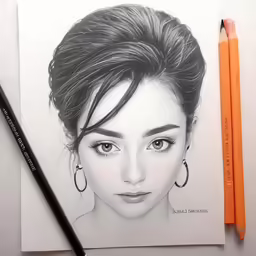 a pencil drawing of a young woman