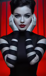 the woman in black is posing for a portrait