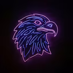 an eagle neon sign is displayed on the wall