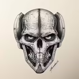 a skull wearing a helmet with a skeleton head
