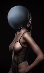 a woman with a helmet on her head