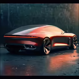 a futuristic car sitting on top of a floor