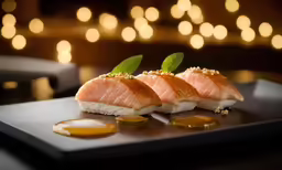 food with seaweed on top served at a restaurant