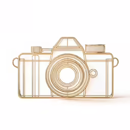 an illustration of a camera with some light behind it