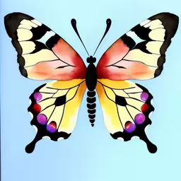 an image of a butterfly that is in the air,butterfly painting on the back of a notepad,an image of a beautiful butterfly painted on glass,a watercolor butterfly painting on a blue background,colorful butterfly on blue background with black border