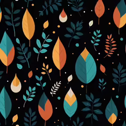 colorful leaves and berries on black background