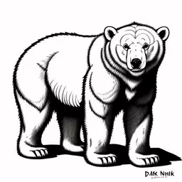 a black and white bear with one eye closed,a polar bear drawn in pencil with a white background